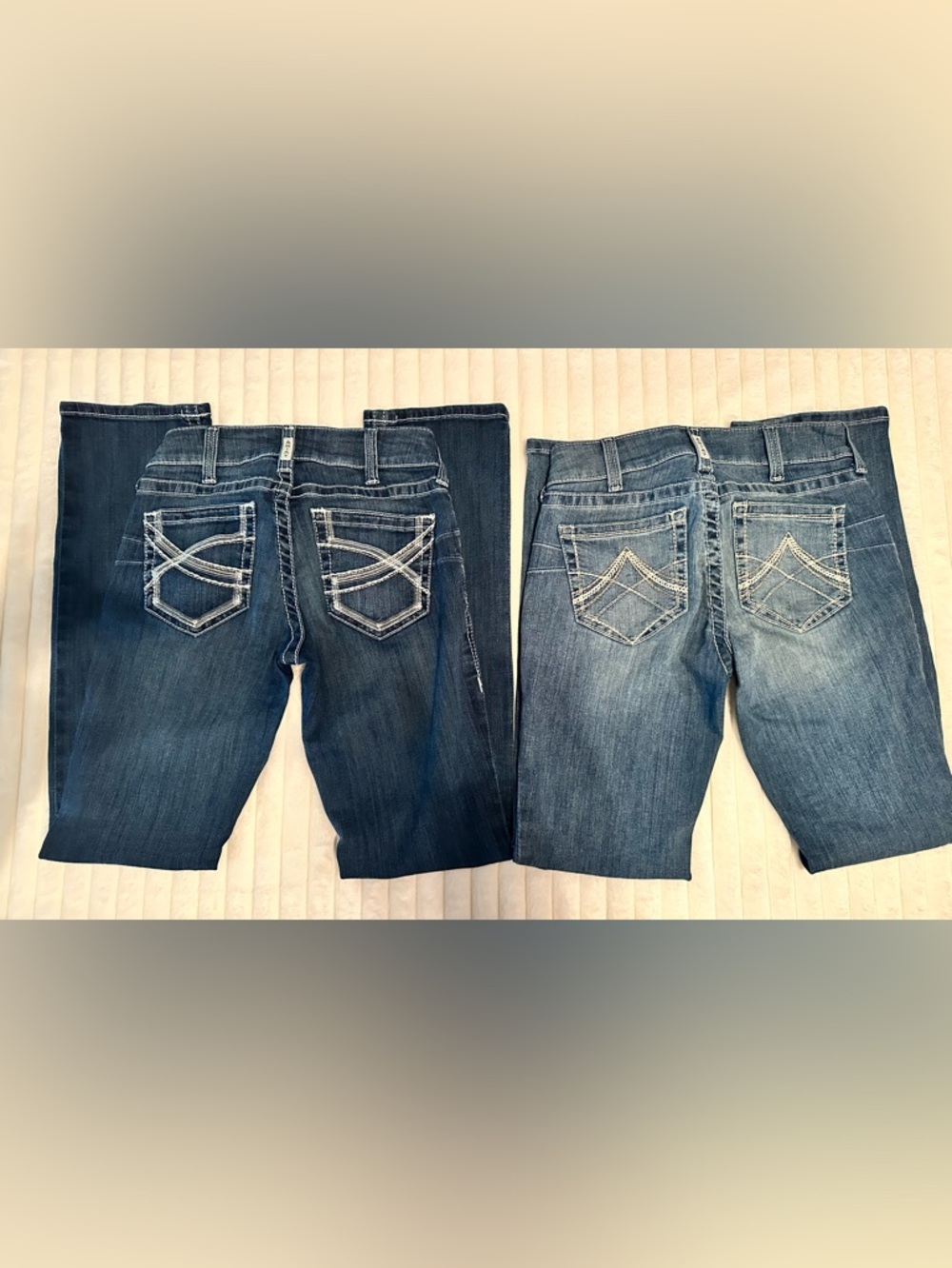 Ariat Women's Boot Cut Jeans in Medium and Dark Blue Washes